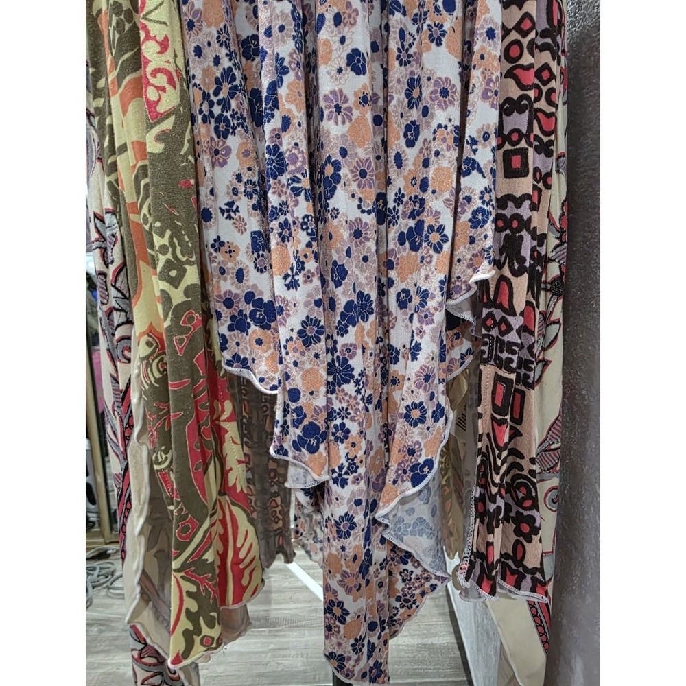 Free People Cant Tie Me Down Mixed Print Boho Handkerchief Hem Smocked Tunic L - Picture 12 of 12